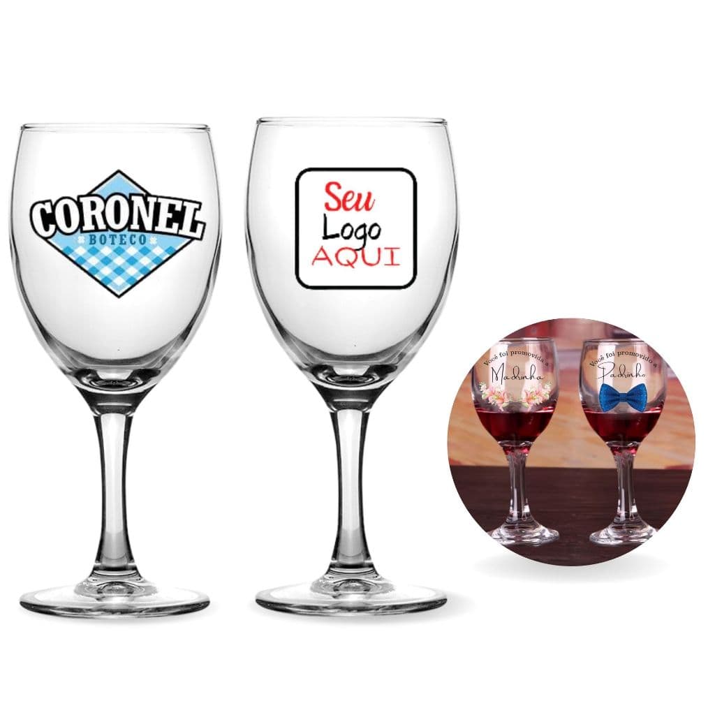 24 Taças 340ml Personalizadas vidro Lembrancinha Casamento, Logo/Arte Brinde, Taça Luxuosa Customizada