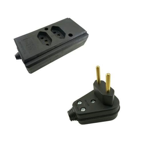 Kit Plug Pino Prensa Cabo Macho e Fêmea 10a 2P Gigante Preto Dupla/Tripla/Quadrupla/Quintupla
