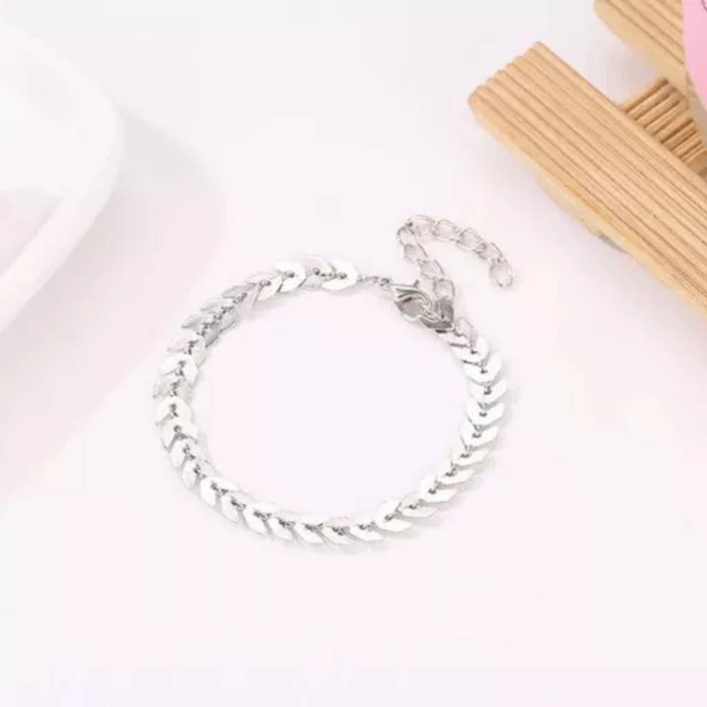 Pulseira De Prata De N925 Escama De Peixe Fina Legitima Delicada Joias E Acessorios