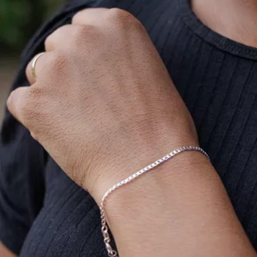 Pulseira  De Prata N925 Corrente Fina Minimalista Legitima Delicada Joias e Acessorios