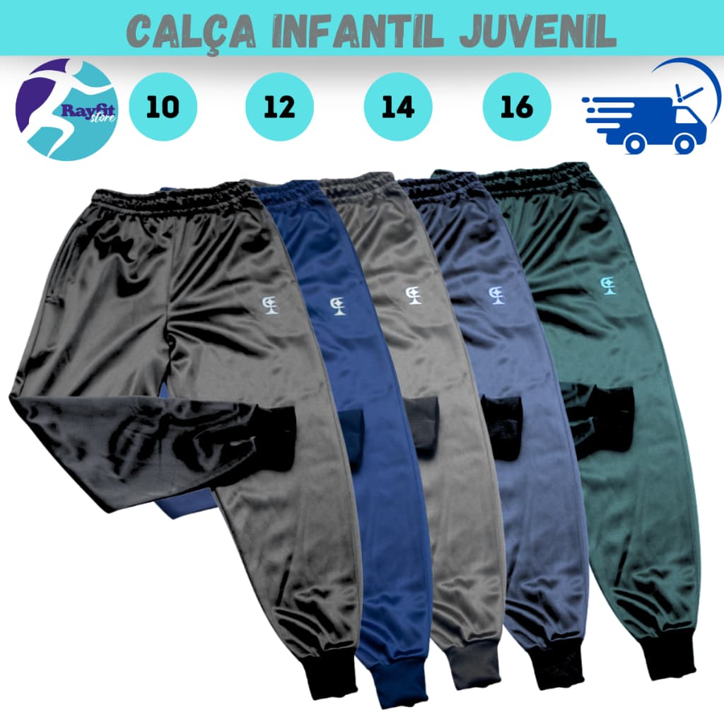 Kit 3 Calça Infantil Juvenil Com Bolsos Lateral Flanelada 10 ao 16