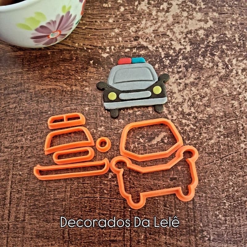 Cortador carro de polícia,pasta americana biscuit, polícia