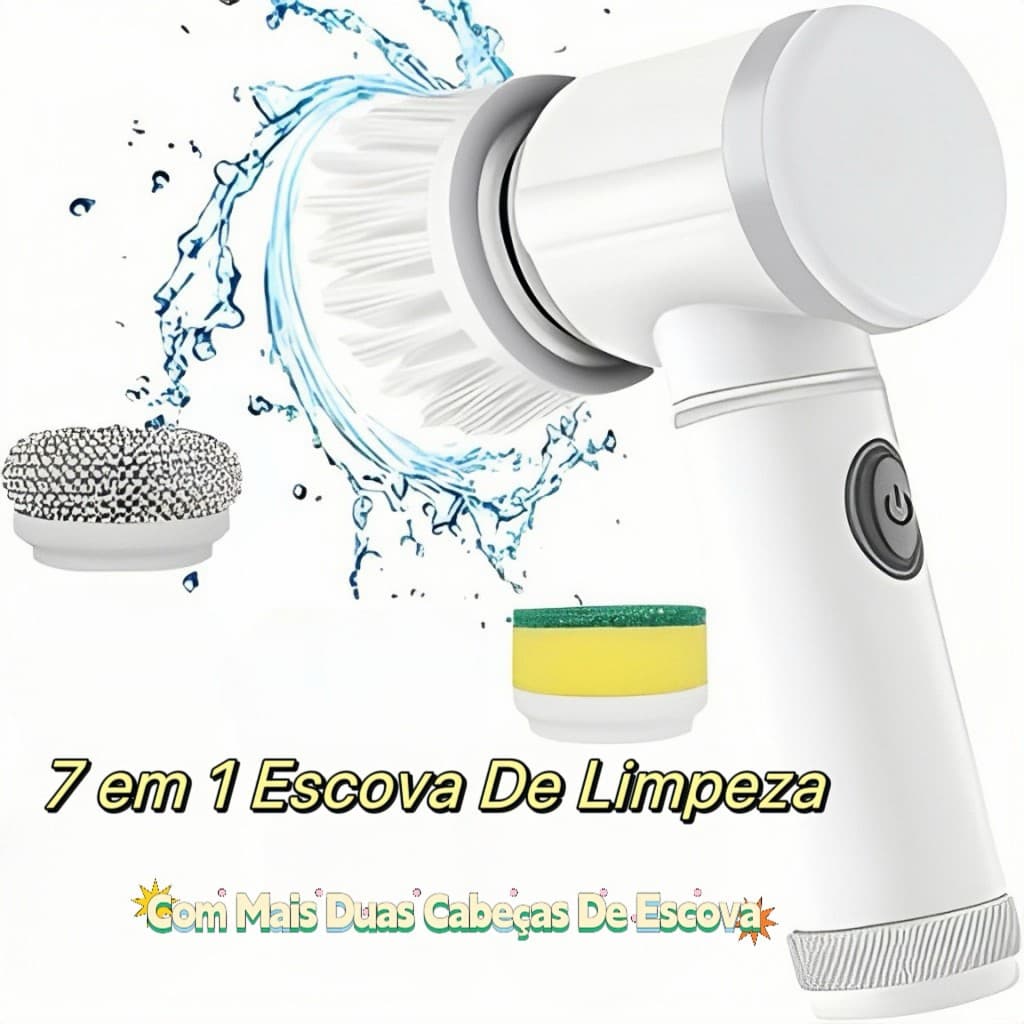 Escova Mágica Elétrica de Limpeza 5 em 1 Sem Fio Limpador Multiuso Pratico Para Cozinha Banheiro prático