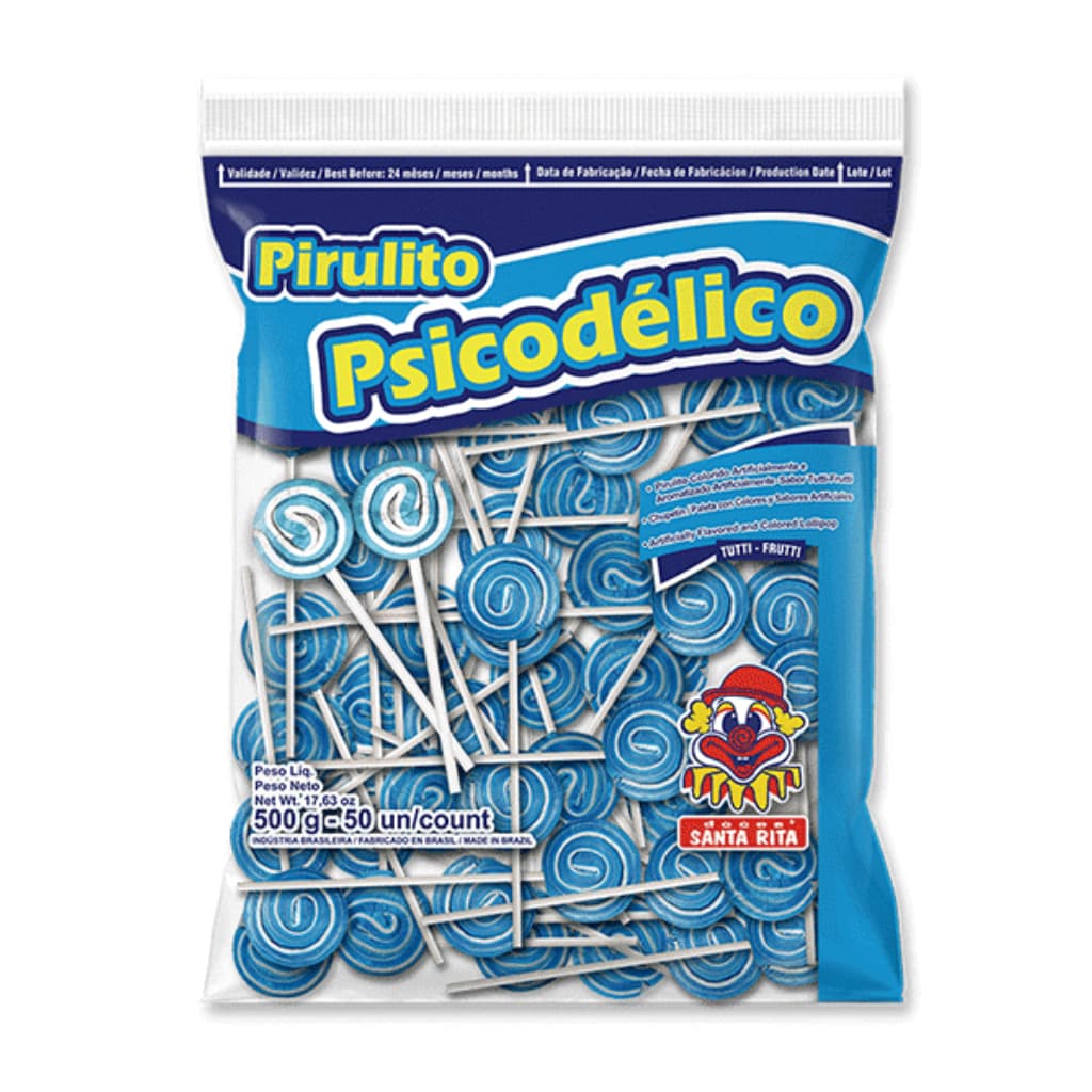 Pirulito Psicodélico Chaves Azul 500g Sabor Tutti-Frutti Festa Lembrancinha