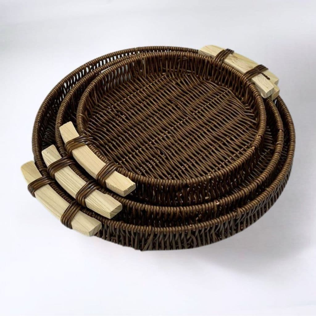 Bandeja de Armazenamento de Rattan Tecida À Mão REDONDA De Vime Promoção