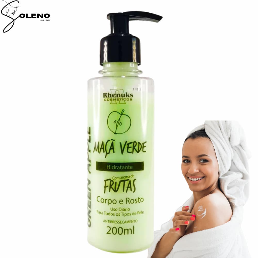 Creme Hidratante Corporal Maça Verde Nutritivo e Cheiroso com Rejuvenecimento Pele Macia e Cheirosa