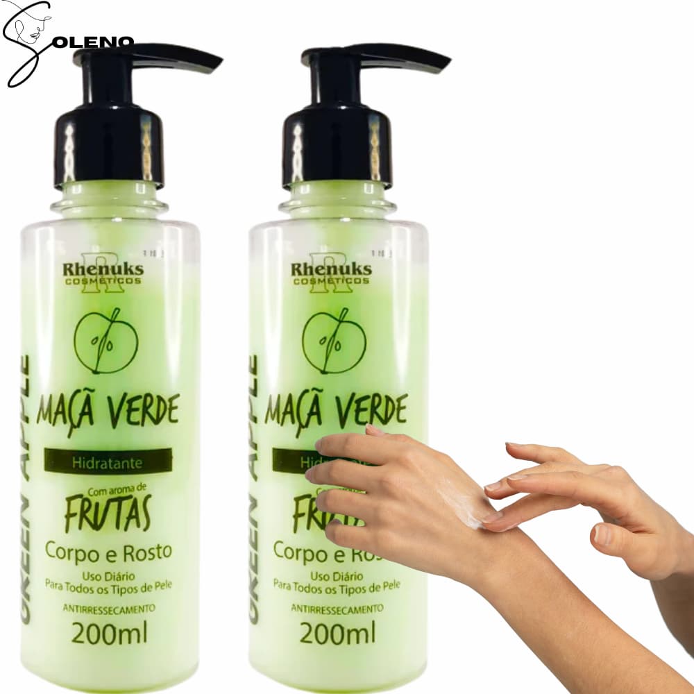 Kit 2 Cremes Hidratantes Maça Verde Proteção Nutrição Dermatologicamente testado