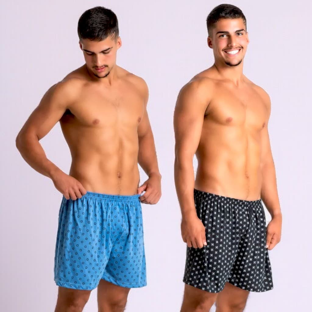 Kit 2 Samba Canção Masculina Calção de Dormir Short Fresco Confortável de Liganete