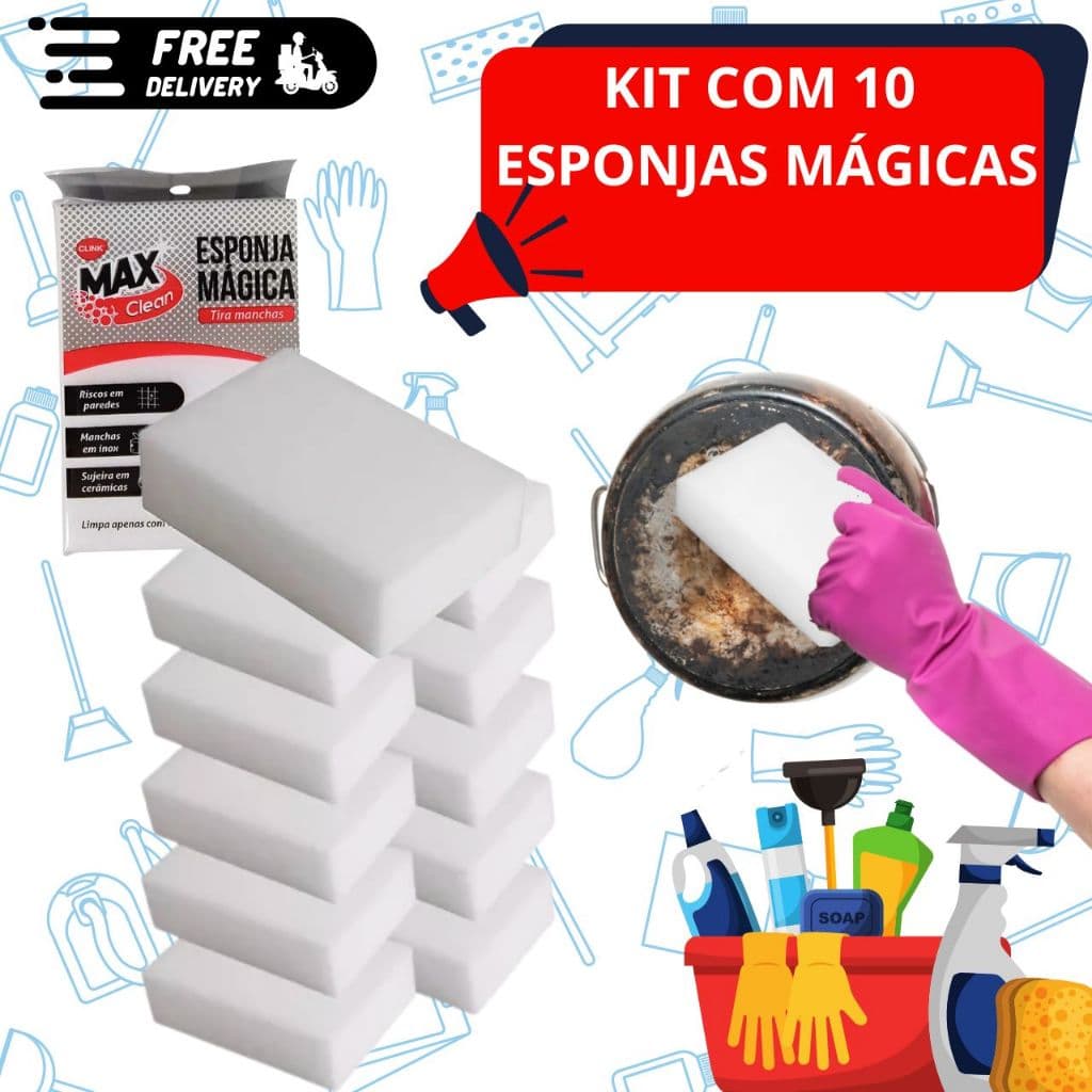 Esponja Magica Limpeza Fácil Utilização (Não Necessita Produto de Limpeza)