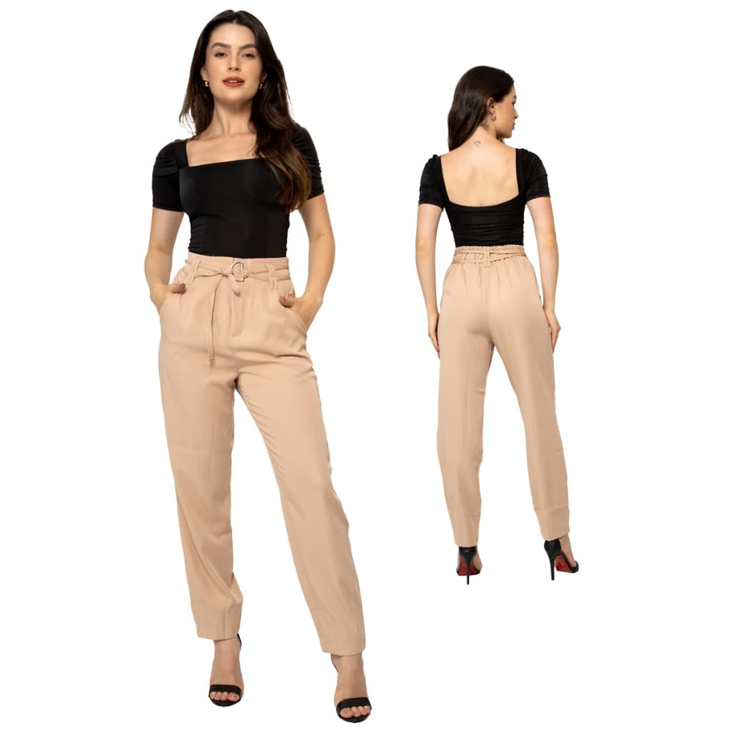 Calca Feminina Longa Tecido Sarja Modelo novo Com Faixa HM-CL-020