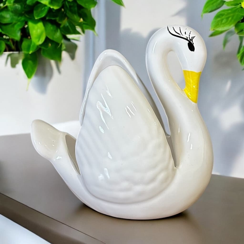 Vaso Cachepot Cisnei Branco de Cerâmica Para Decoração