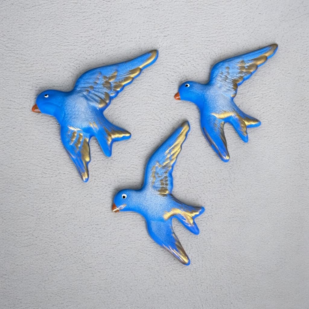 Trio de Andorinhas Para Decoração Feitos de Cerâmica