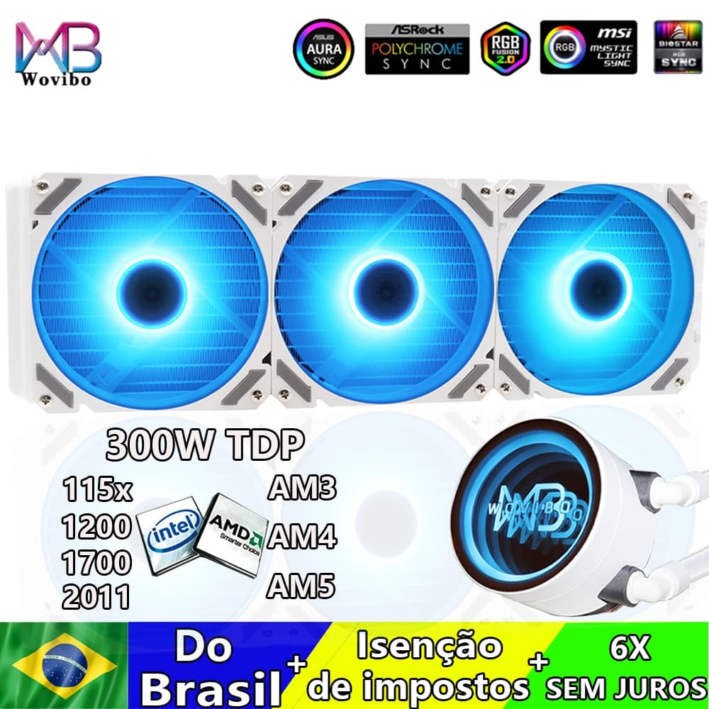 Wovibo Refrigerador de CPU Líquido 360mm 240mm Ventilador INTEL 115x 1200 1700 2011 X79 X99 AM4 AM5