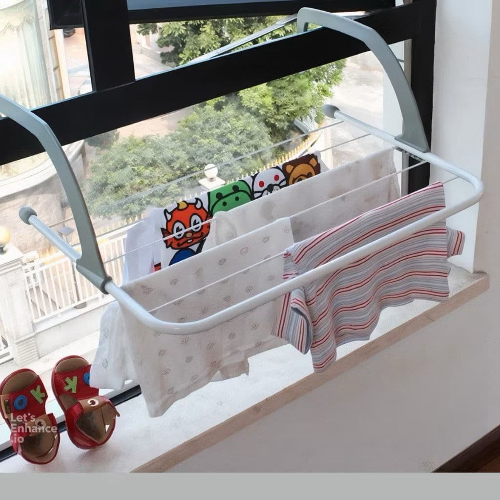 Varal Retrátil para Apartamento de Janela Secador de Roupas Portátil Pequeno Varanda