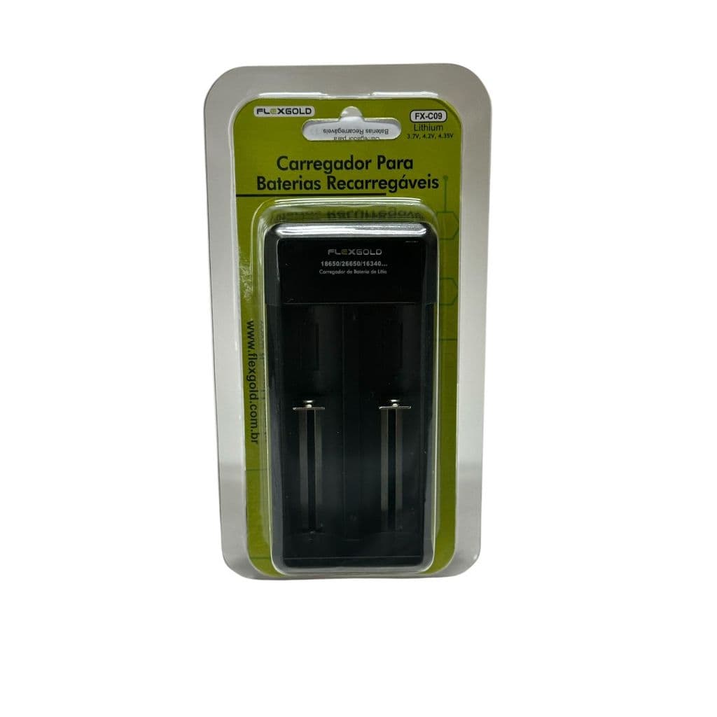 Carregador para Baterias 26650/22650/18650/18500 Flex Fx-C09