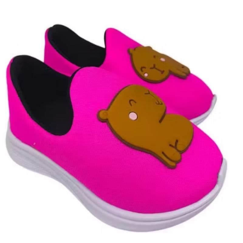 Tênis Infantil Capivara Fofa Menina Calce Fácil Antiderrapante Confortável Leve Escolar Personagem