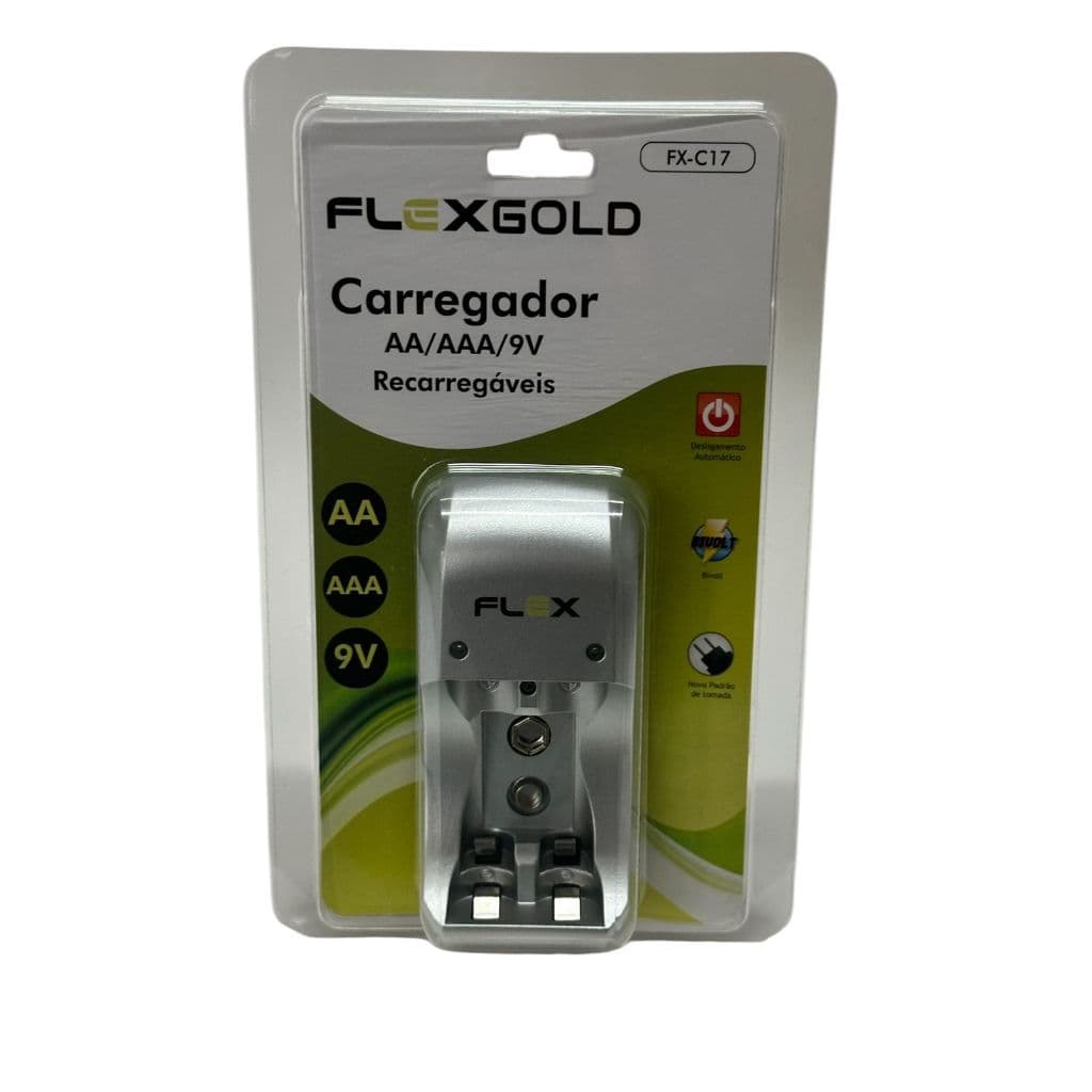 Carregador de Pilhas e Baterias FLEX para pilhas AA/AAA/9v FX-C17
