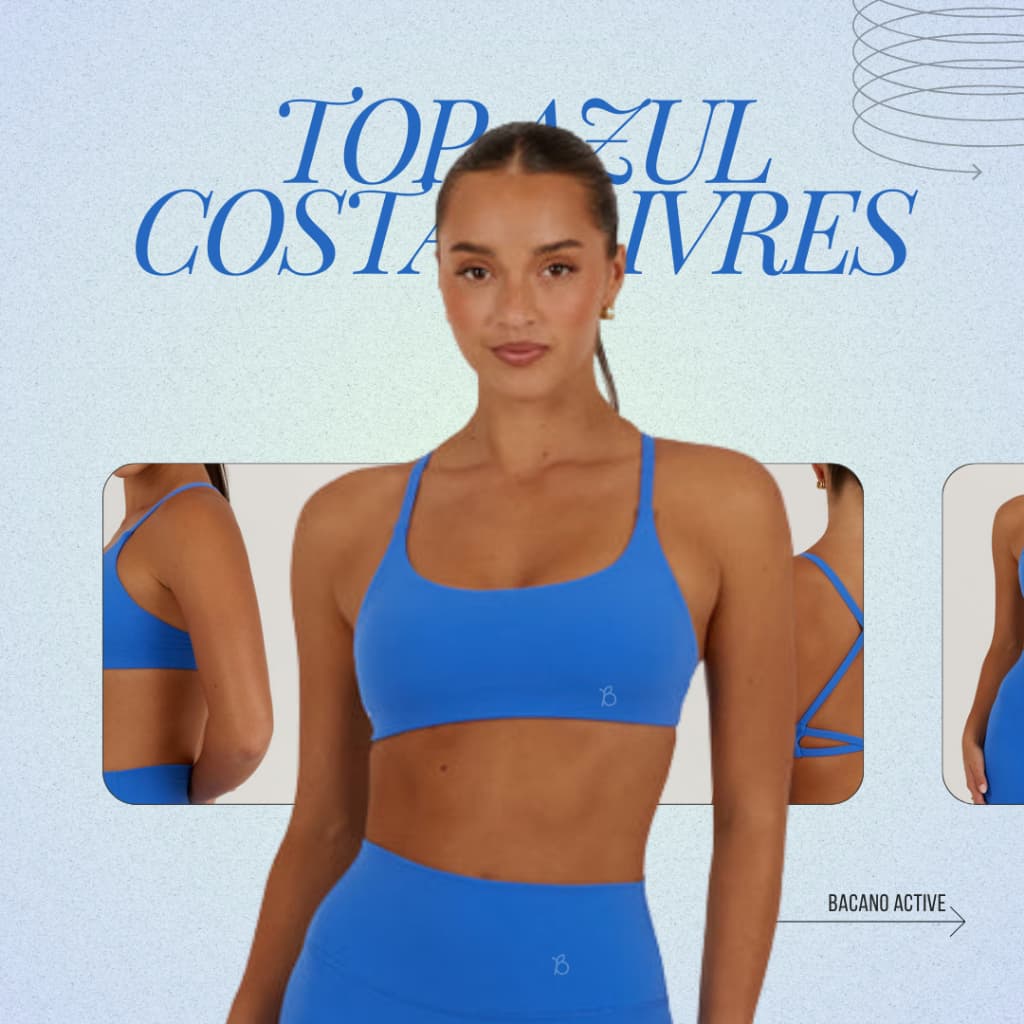 Top femenino azul fitness de alta qualidade poliamida bojo removivel