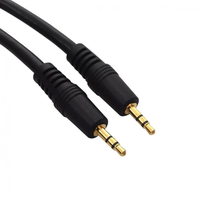 Cabo P2 de Áudio Auxiliar P2 x P2 1,8m Som Estéreo Flexível Resistente Pontas Gold