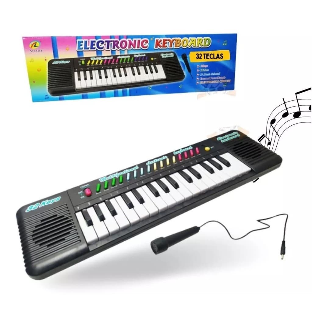 Piano de Brinquedo Teclado Infantil Musical com Karaokê e Microfone para Crianças