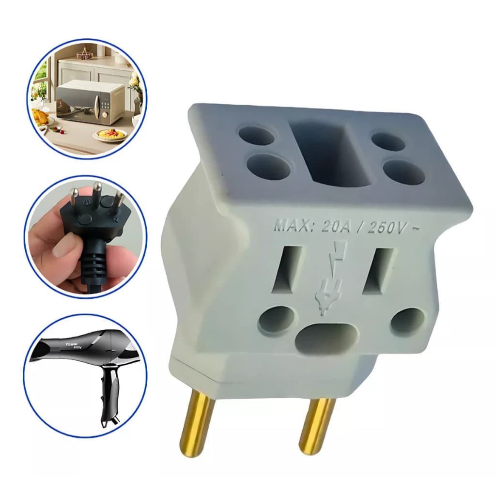 Adaptador De Microondas 20a Resistente Não Derrete Tomada