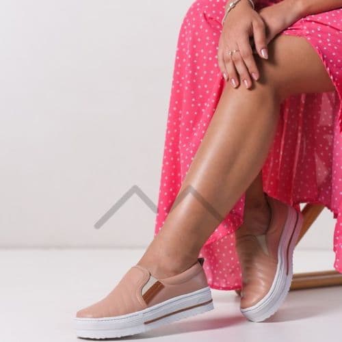Tênis Slip-on Solado Branco Sapatênis Sapato Feminino Sapatilha Casual Confortável Envio Imediato