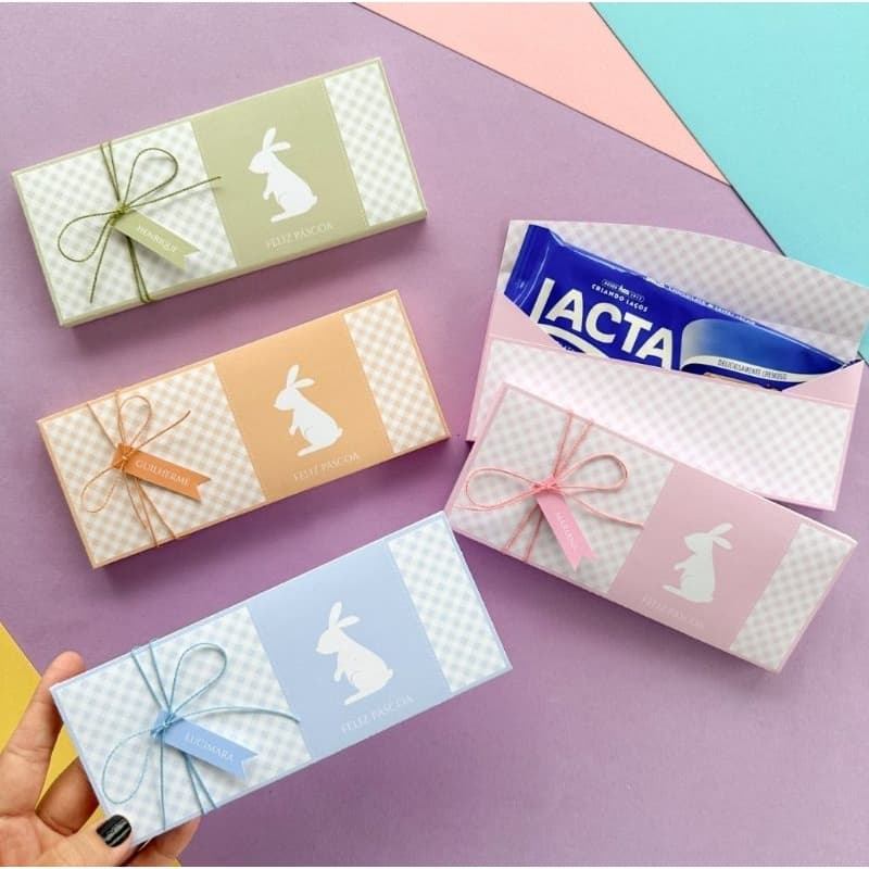 Kit 10 Porta barra de chocolate 80g páscoa /caixa de chocolate / personalizada com nome ou apenas cores