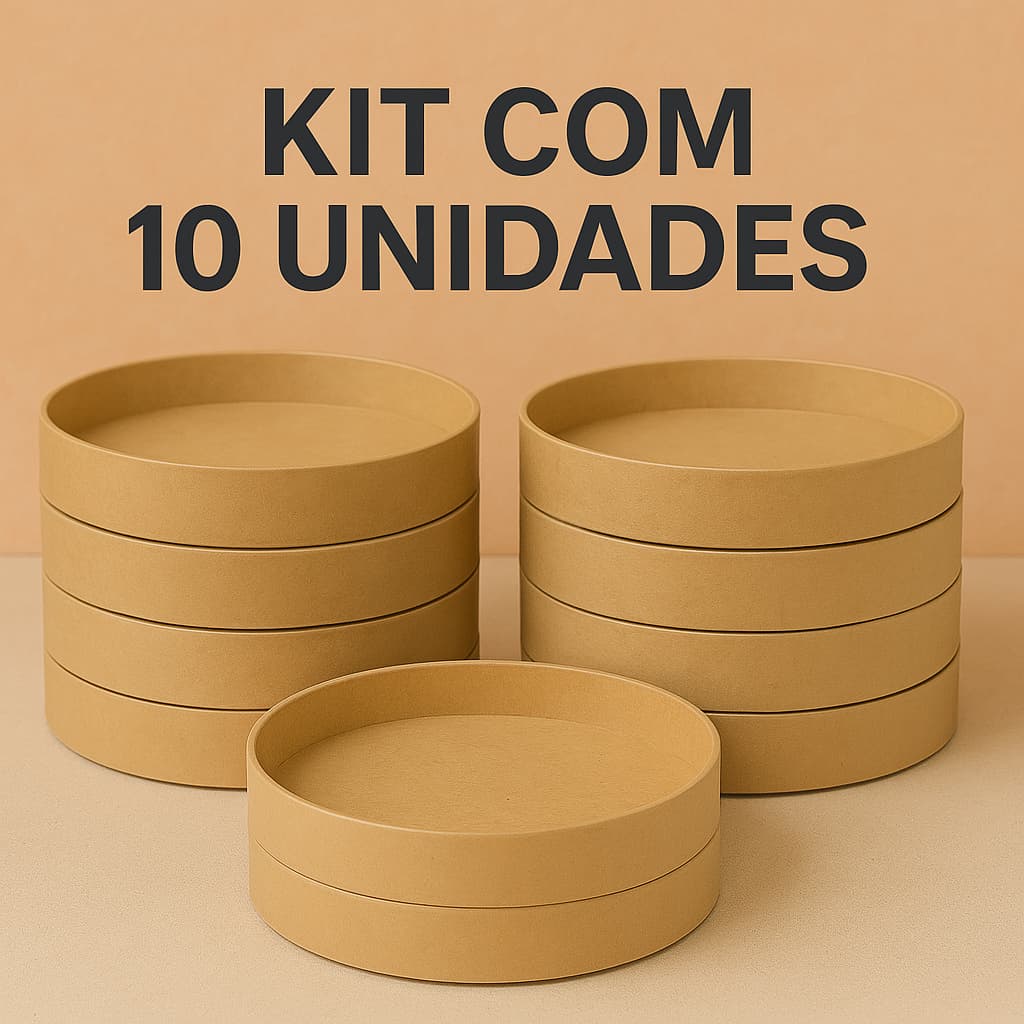 Bandeja Redonda Decorativa Lisa G 37x5 Kit 10 Unidades Mdf Madeira