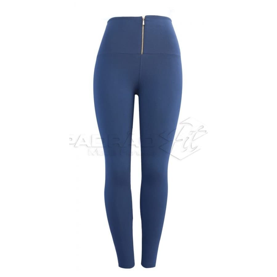Calça Legging Fitness Azul Marinho com Ziper Lycra Poliamida - Ponta de Estoque