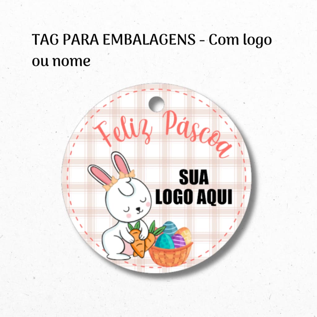 60 OU 120 TAGS PÁSCOA PARA EMBALAGEM - Tag de Páscoa - TAGS PÁSCOA COM LOGO - Tags Personalizadas