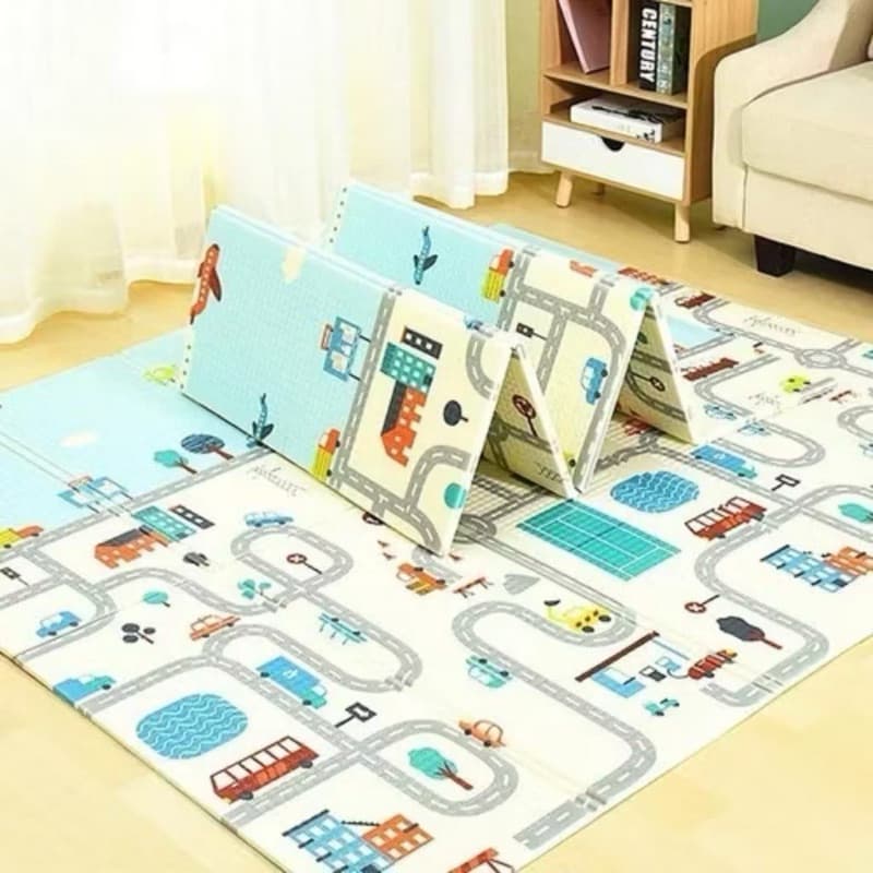 Tapete Infantil Atividade Bebê Dupla Face 2.00x1.80 cm Emborrachado 10mm Dobrável Portátil Impermeável