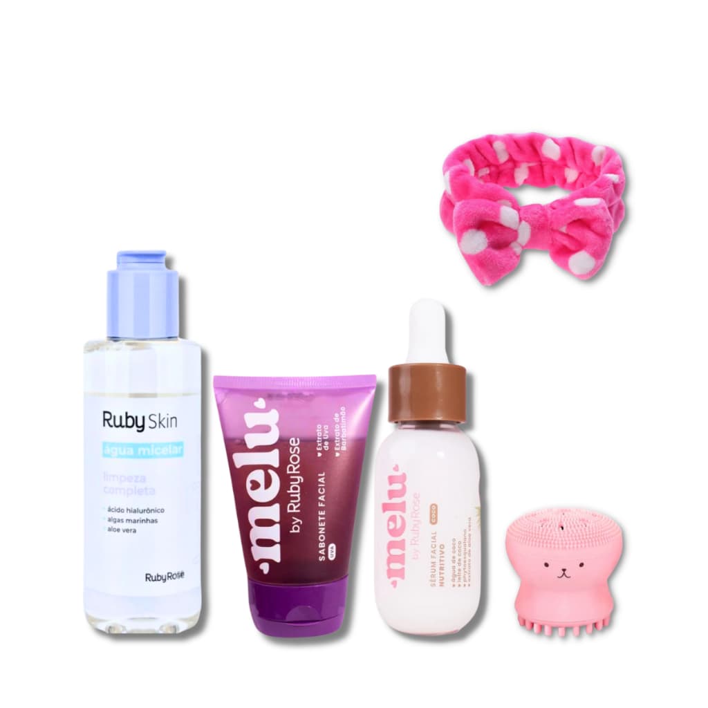 Kit Skincare Cuidados Com a Pele Diário Completo 5 Itens Ruby Rose Melu