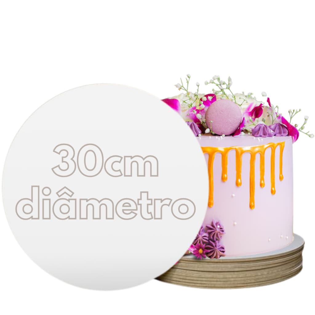 Kit 30 Base Suporte 30cm Para Bolo de Mdf Redondo Cake Board Resistente