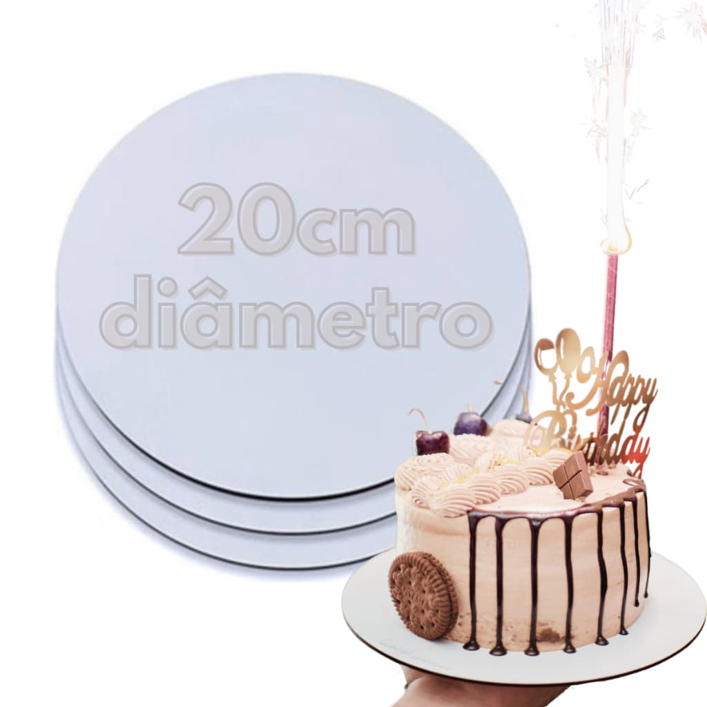 Kit com 20 Cake Board 20cm Base Para Bolo Redondo de Mdf