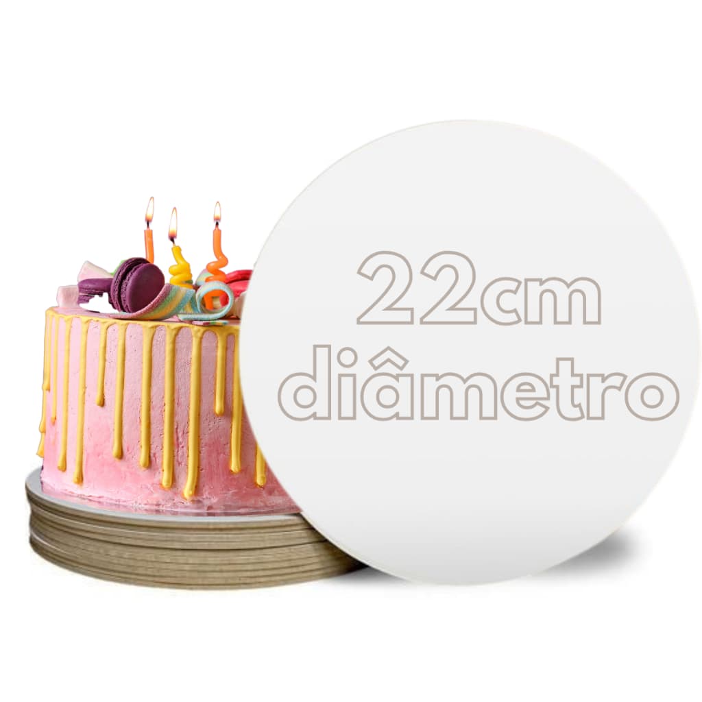 Kit 20 Cake Board 22cm Base Tabuleiro Para Bolo Redondo Mdf