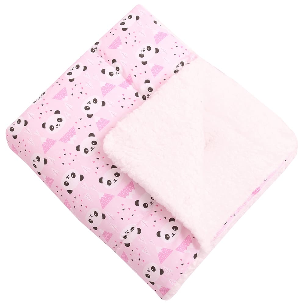 Cobertor Manta Dupla Face com Sherpa para Bebê Panda