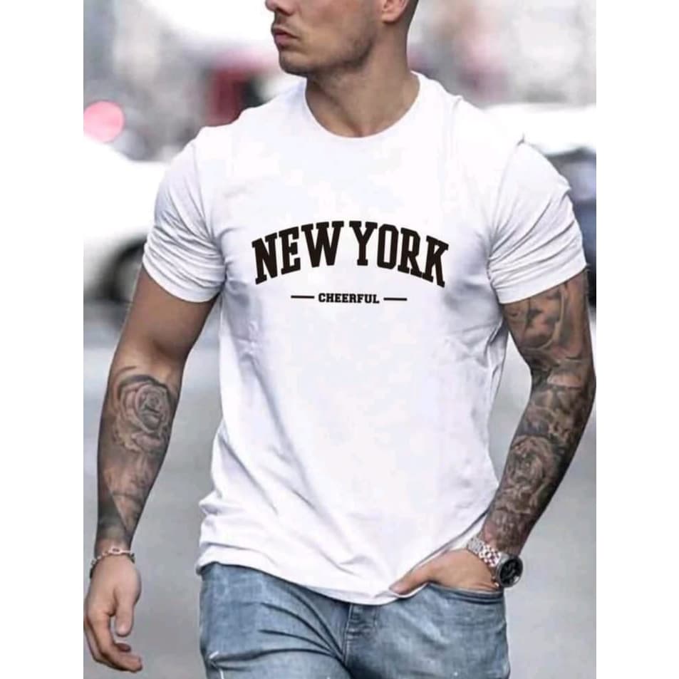 Camiseta Masculina New York Cheerful Algodão 30.1 Premium Luxo