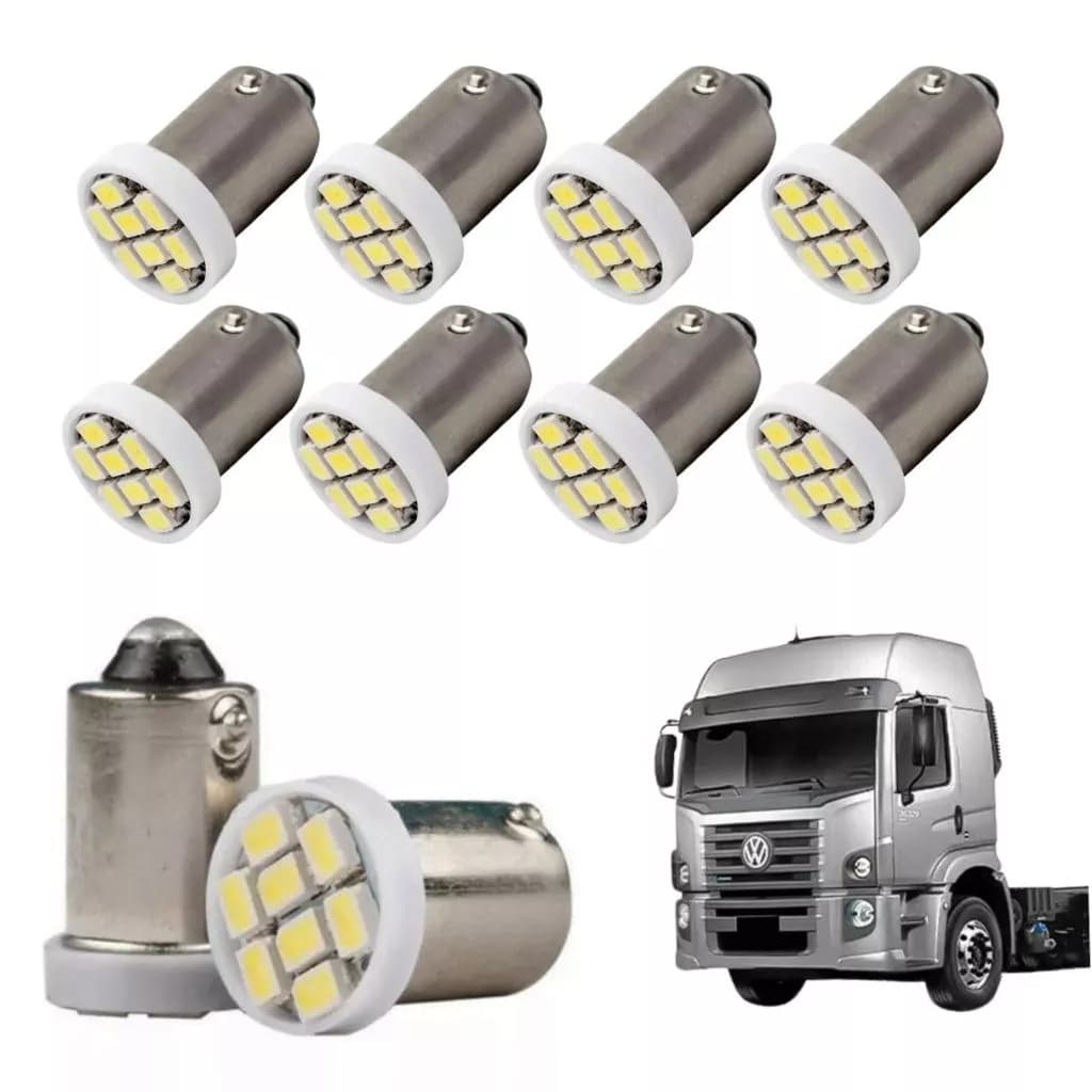 Kit 10 Lampada Ba9s 8 Led T4w 69 Branco 24v