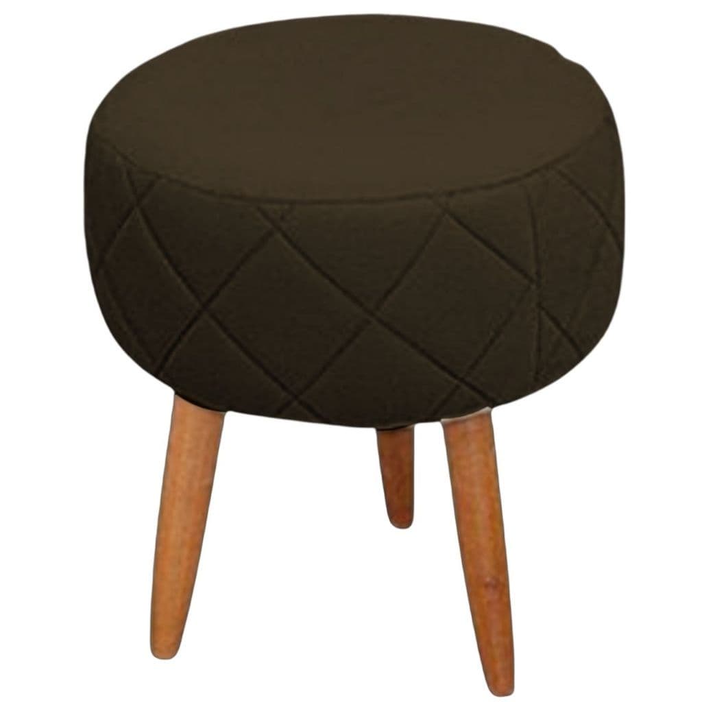 Puff Ibiza Tecido Veludo Redondo Moderno Resistente Decorativo Madeira Pés Palito