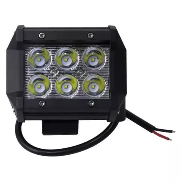 1 Farol Milha Auxiliar 6 Leds 18w Quadrado 12v 24v 6000k Mini