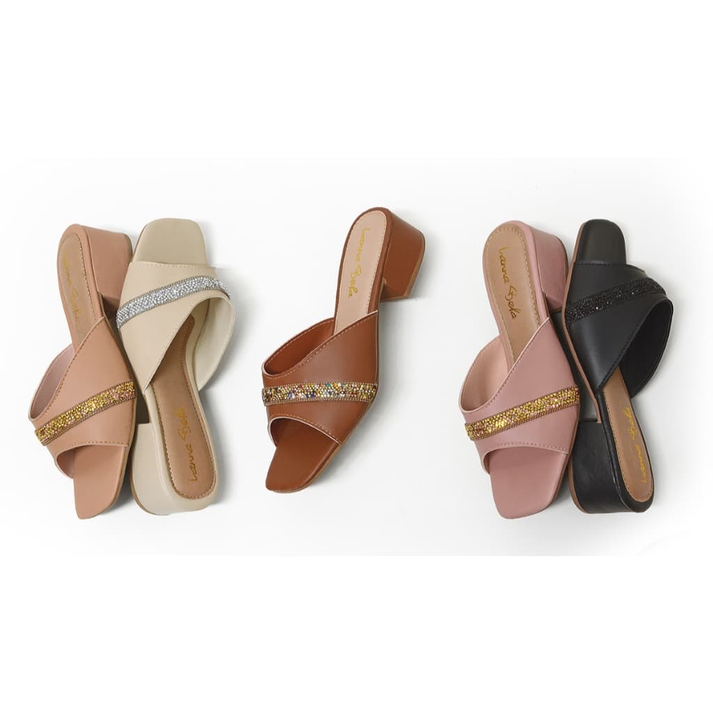 Sandália Salto Bloco Grosso Brilho Strass Feminino Envio Rápido Conforto e Elegância REF 541