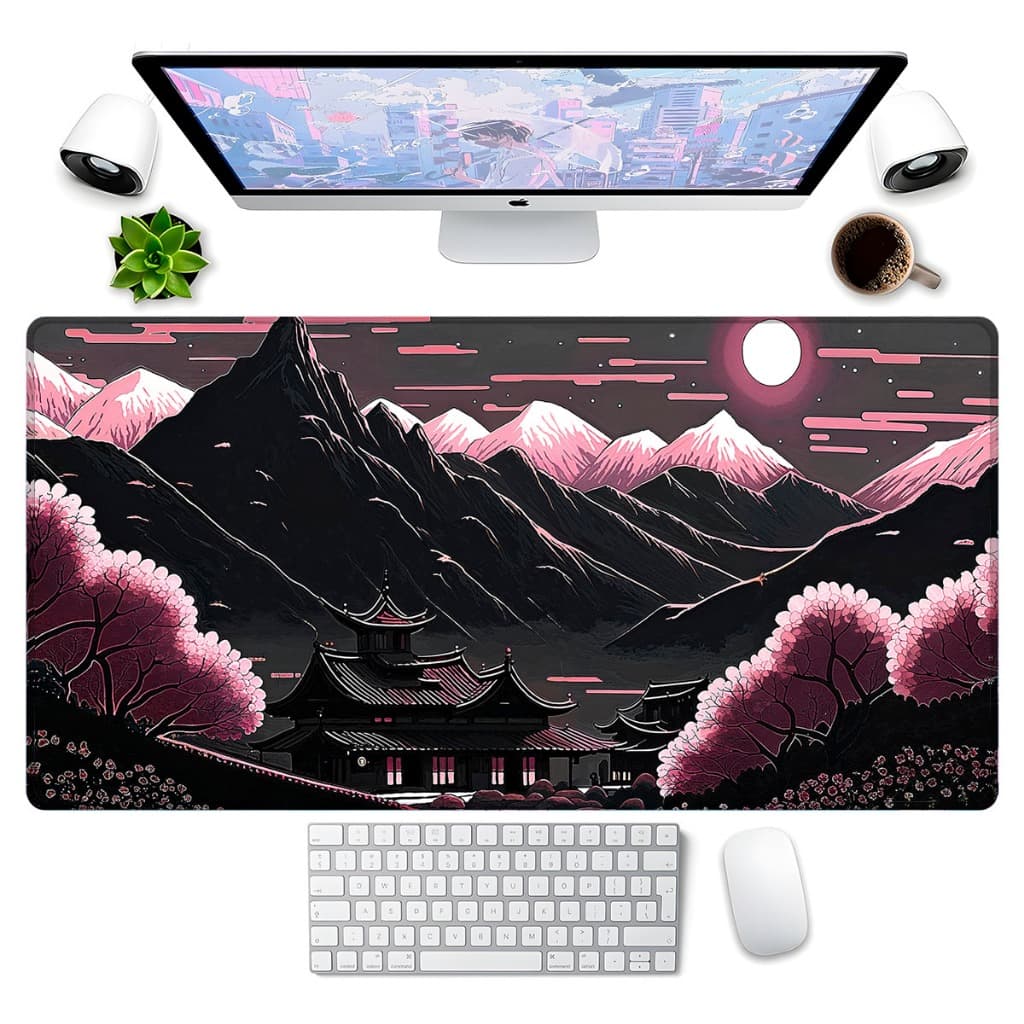 Mouse Pad Vários Tamanhos Desk Pad Borda Costurada Estampa Oriental Japonesa