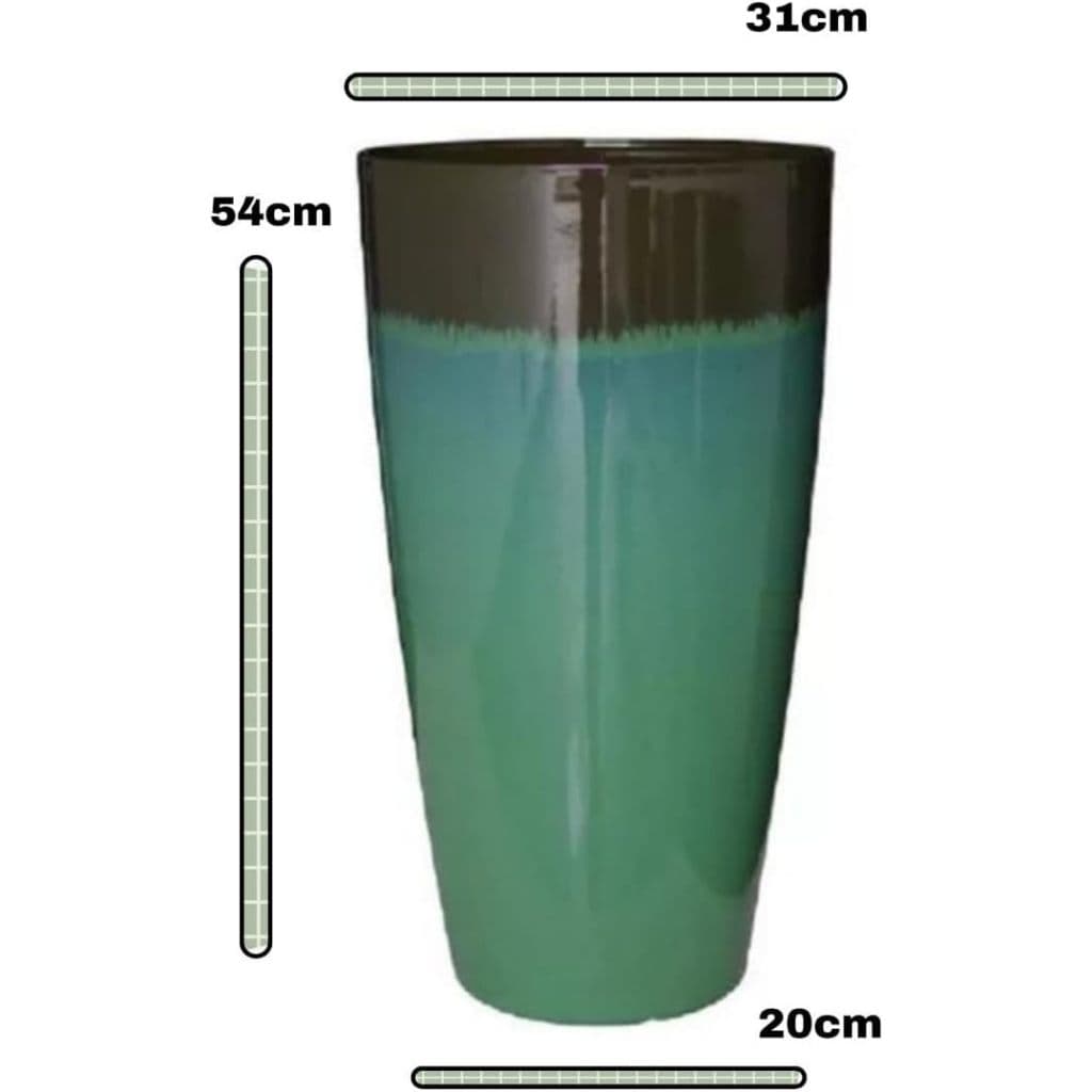 Vaso Para Planta Polietileno Grande (Liso/Verde-Agua) 54x31, Vasos para Plantas Liso Efeito Marmorizado Brilhante.