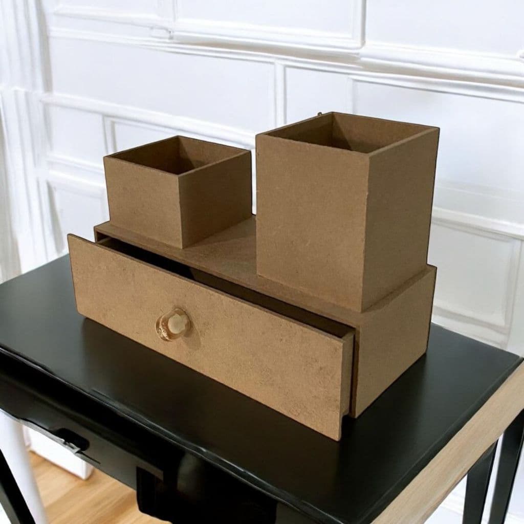 Porta caneta lápis porta treco clips com gaveta MDF