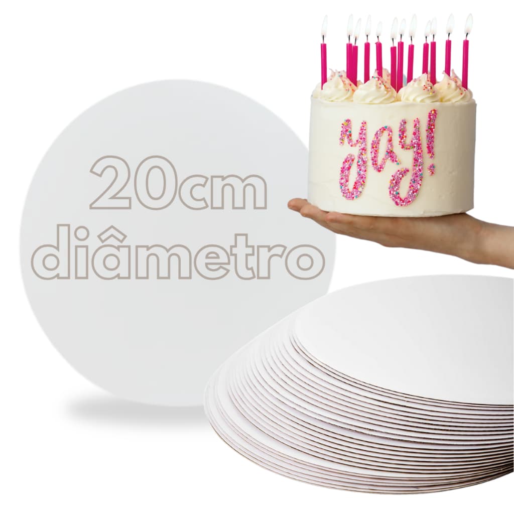 Kit 10 Cake Board 20cm Base Tabuleiro Para Bolo Redondo Mdf Resistente