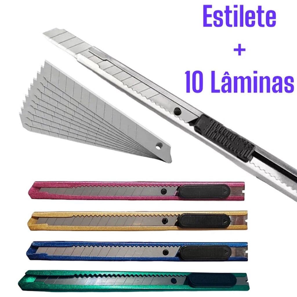 Estilete Profissional Envelopamento + 10 Laminas De 9mm