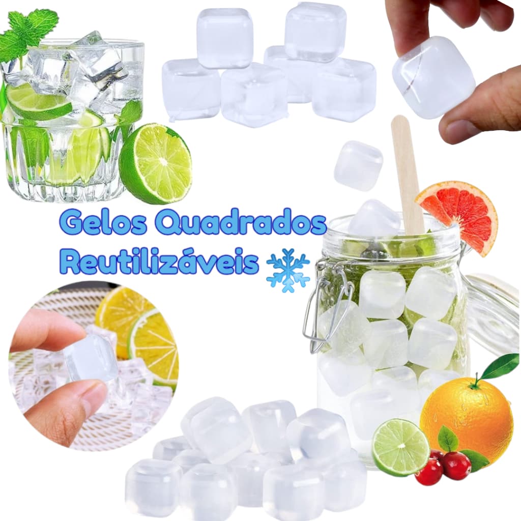 Cubo De Gelo Artificial Ecológico Reutilizável Transparente Para Bebida Drinks Atóxico