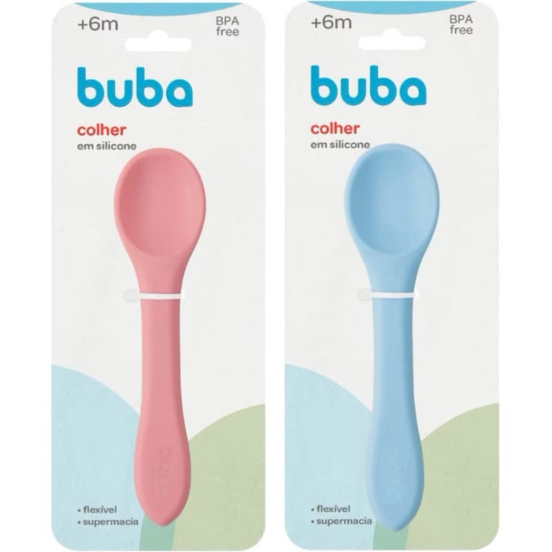 Colher em Silicone Rosa e Azul - Buba