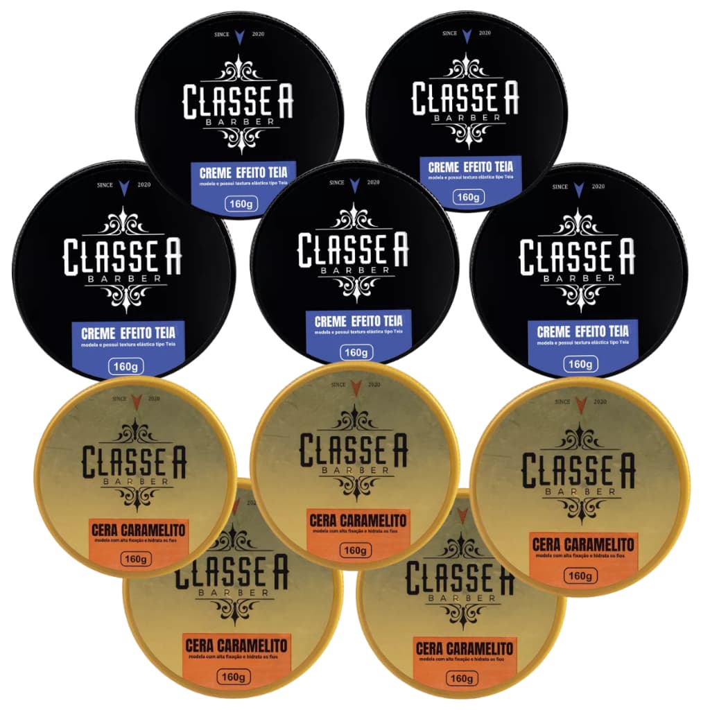 Kit Pomadas  5 ou 10 Para Cabelo Efeito Teia e Caramelito Classe A Barber 160g