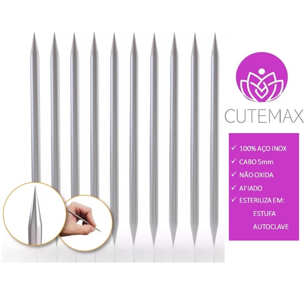 Kit Manicure Pedicure Cutícula Completo Palito Ponta Dupla Profissional Aço Inox Para Unhas